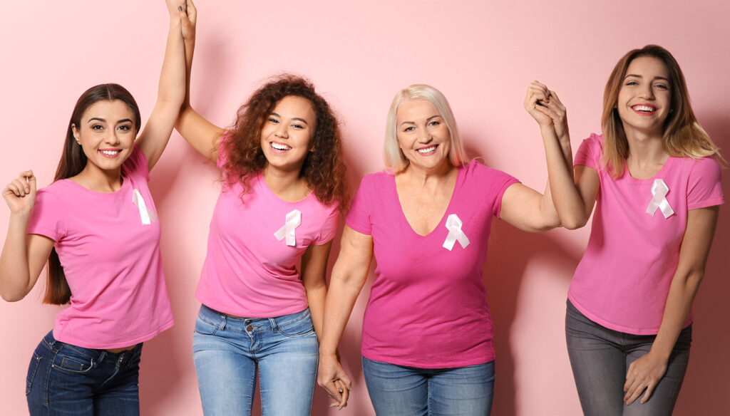 Vaaleanpunaiset papeririisit rintasyöpätutkimuksen tukena